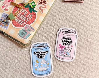 Bookish Soda Stickers Book Sticker Pack Kindle Sticker Bundle Vinyl Waterproof Sticker Book Lover Sticker Sticker for Book Lover E‑Reader