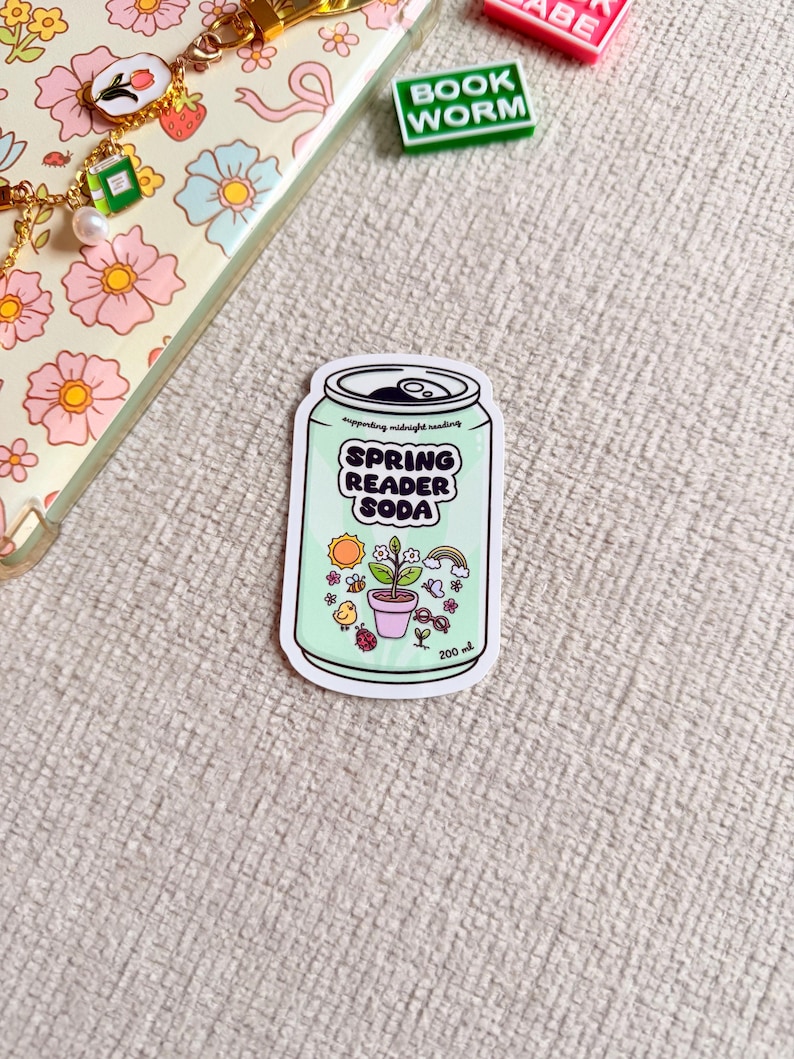 Notebook Spring Sticker Springtime Book Sticker Seasonal Bookish Girlie Cute Book Lover Kindle ...