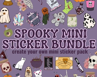 Spooky Mini Sticker Pack|Tiny Sticker|1 inch Stickers|Little Stickers|Phone Case Stickers|Create Your Own Sticker Pack|Small Vinyl Sticker