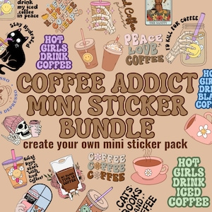 Create Your Own Coffee Mini Sticker Pack: Water-Resistant Vinyl Stickers