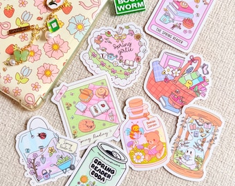 Springtime Book Sticker,Seasonal Sticker,Bookish Sticker,Girlie Cute Sticker,Book Lover Sticker,Kindle Sticker,Waterbottle Laptop Sticker
