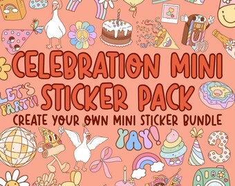 Custom Mini Celebration Stickers Waterproof Vinyl Decals 1‑Inch Party Stickers Personalized Mini Sticker Pack for Laptops Journals & Gifts