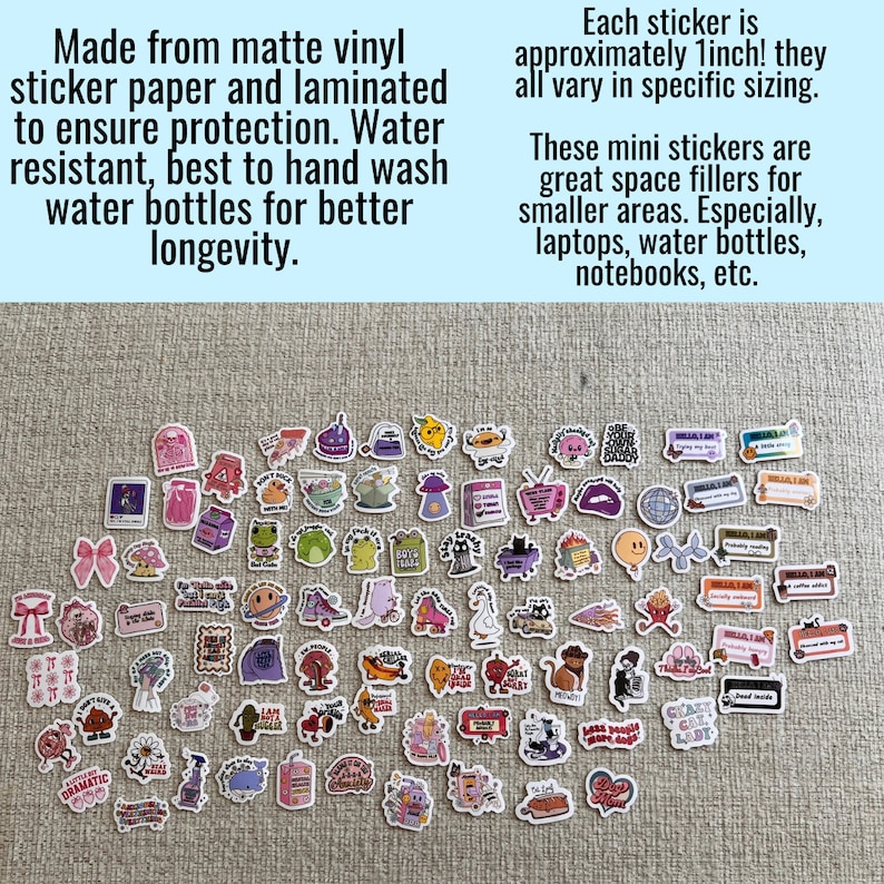Custom Funny Mini Stickers Water‑resistant Vinyl Decals Cute Humor 1 ...