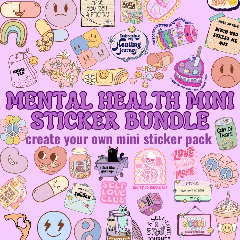 Mental Health Mini Stickers Positive Affirmations Waterproof Vinyl ...