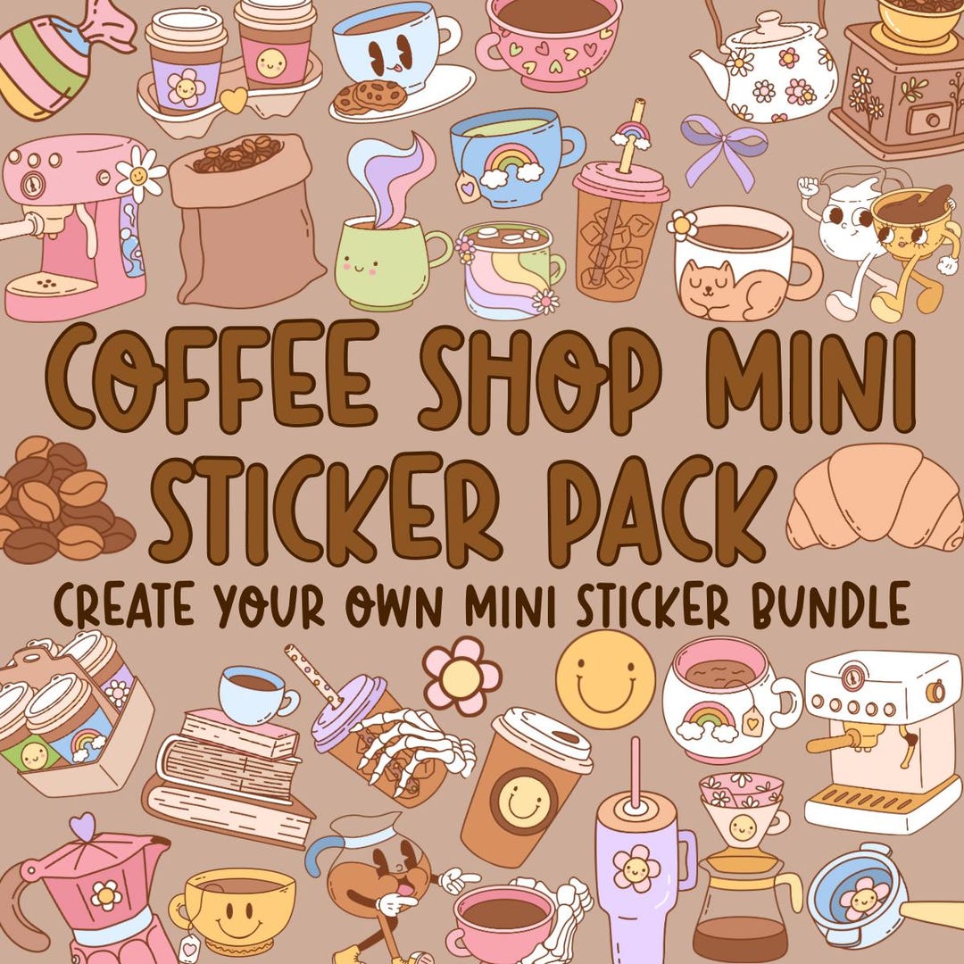 Coffee Shop Mini Sticker Pack Pick Your Own 1 Inch Vinyl Stickers Cute ...