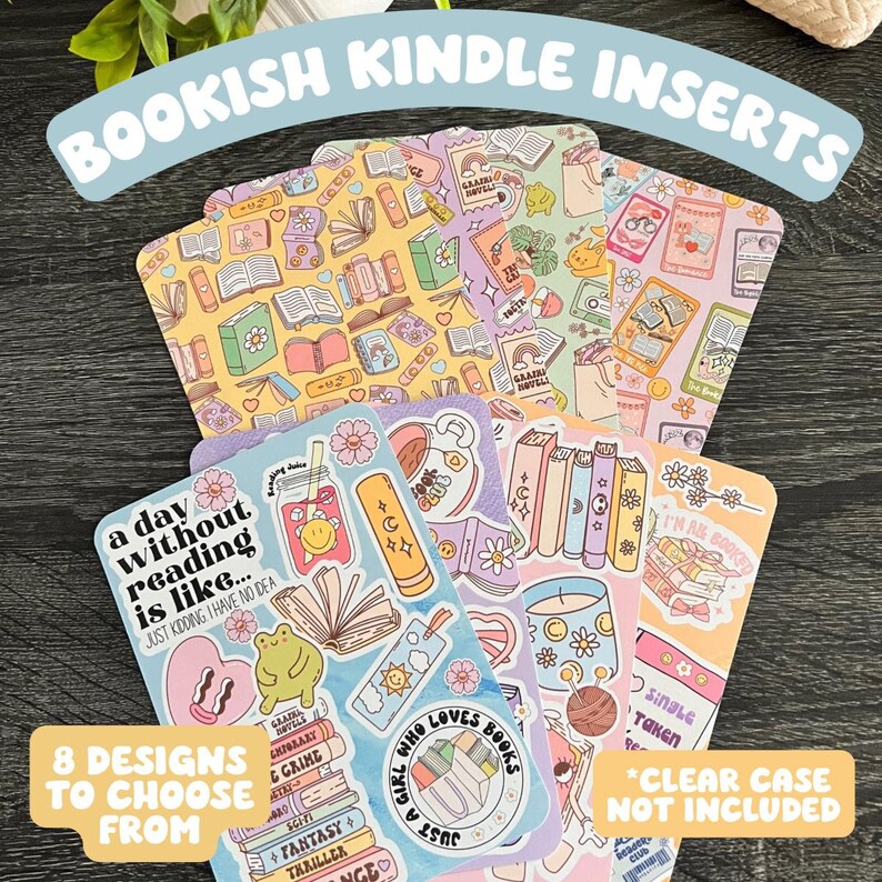 Bookish Kindle Insert Cardstock Insert for Clear Case Covers Cute Book ...