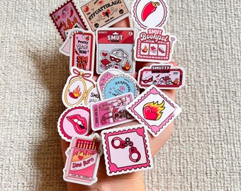 Spicy Smut Bookish Bookworm Mini Stickers Create Your Own Sticker Pack Tiny 1‑Inch Book Lover Book Club Stickers Romance Genre Vinyl Minis