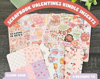 Inserto de cartulina para Kindle con motivo de San Valentín para fundas transparentes. Bonita funda romántica para Kindle Paperwhite y Oasis.