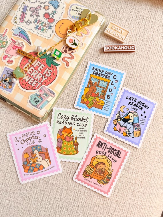 Bookish Stamp Sticker Kindle Sticker Book Lover Sticker Sticker for Book Lover Bookworm Sticker E‑Reader Sticker Trendy Cute Popular Sticker