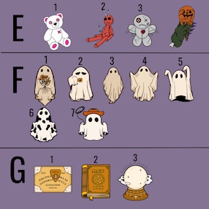 Peut inclure: Un ensemble de patchs thermocollants sur le th&egrave;me d'Halloween. Les patchs pr&eacute;sentent une vari&eacute;t&eacute; de motifs effrayants, notamment un ours en peluche, une poup&eacute;e vaudou, une citrouille fondante, un fant&ocirc;me et un livre de magie.
