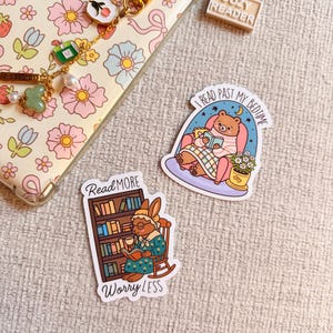 Cozy Cottagecore Bookish Sticker Pack Kindle Sticker Bundle Book Lover Sticker Bookworm Sticker E‑Reader Sticker Aesthetic Trendy Sticker Bild 8