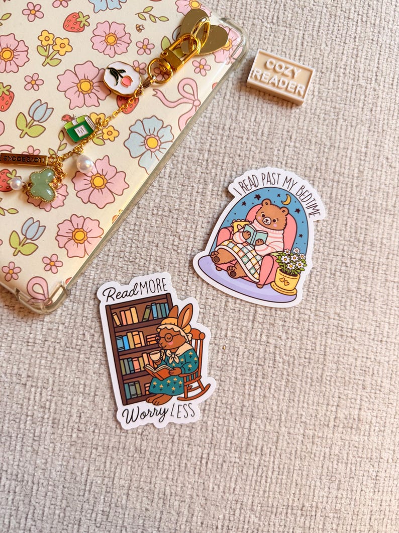 Cozy Cottagecore Bookish Sticker Pack Kindle Sticker Bundle Book Lover Sticker Bookworm Sticker E‑Reader Sticker Aesthetic Trendy Sticker Bild 8