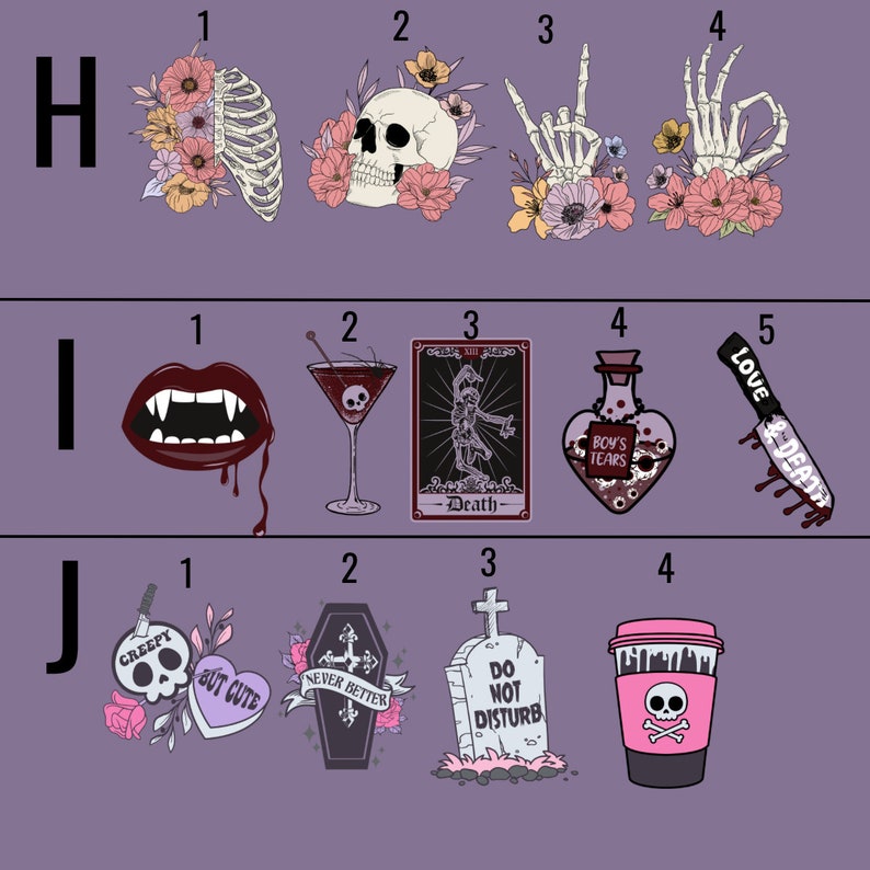 Peut inclure: Un ensemble de 10 images clipart num&eacute;riques aux motifs effrayants et gothiques. Les images comprennent un cr&acirc;ne, un squelette, une bouche de vampire, un verre &agrave; martini, une carte de tarot, une fiole de potion, un couteau, un cercueil, une pierre tombale et une tasse &agrave; caf&eacute;.