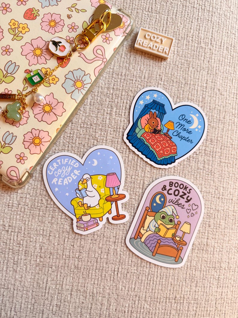 Cozy Cottagecore Bookish Sticker Pack Kindle Sticker Bundle Book Lover Sticker Bookworm Sticker E‑Reader Sticker Aesthetic Trendy Sticker Bild 7