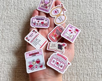 Romance Reader Bookish Bookworm Mini Stickers Create Your Own Sticker Pack Tiny 1‑Inch Romance Book Lover Book Club Vinyl Decals