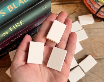 Minilibros en blanco, libros impresos en 3D, libros en miniatura, minilibros, estantería para la ansiedad, minilibros, regalo para amantes de los libros, regalo para amantes de los libros.