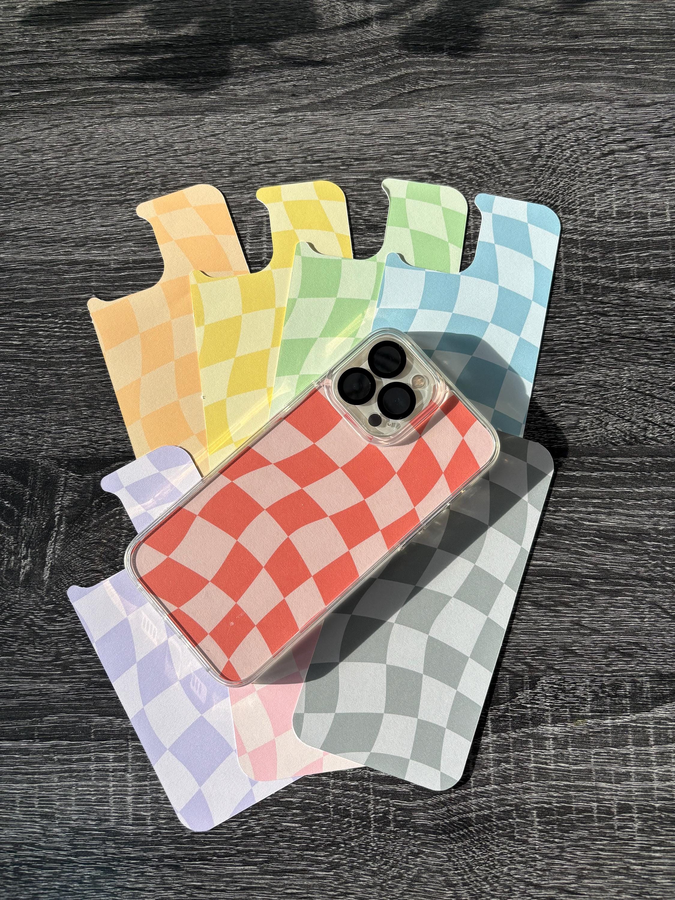 Phone Case Insert Checkered Phone Case Insert - Handmade Cardstock iPhone Skin for Clear ...