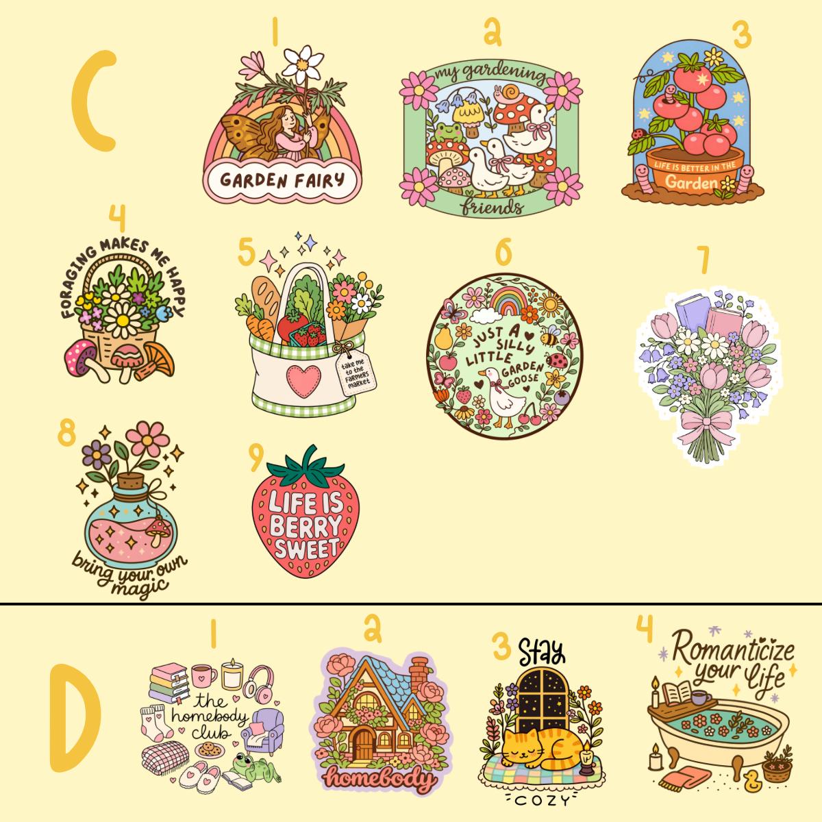 Cottagecore Cozy Hobby Bookworm Mini Stickers Create Your Own Sticker ...