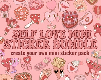 Custom Self Love Mini Stickers Matte Vinyl Waterproof Decals Cute Positive Mini Sticker Pack for Laptop Journal & Kindle