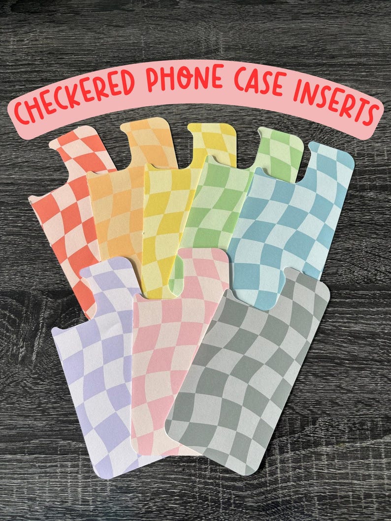 Phone Case Insert Checkered Phone Case Insert Handmade Cardstock iPhone Skin for Clear ...