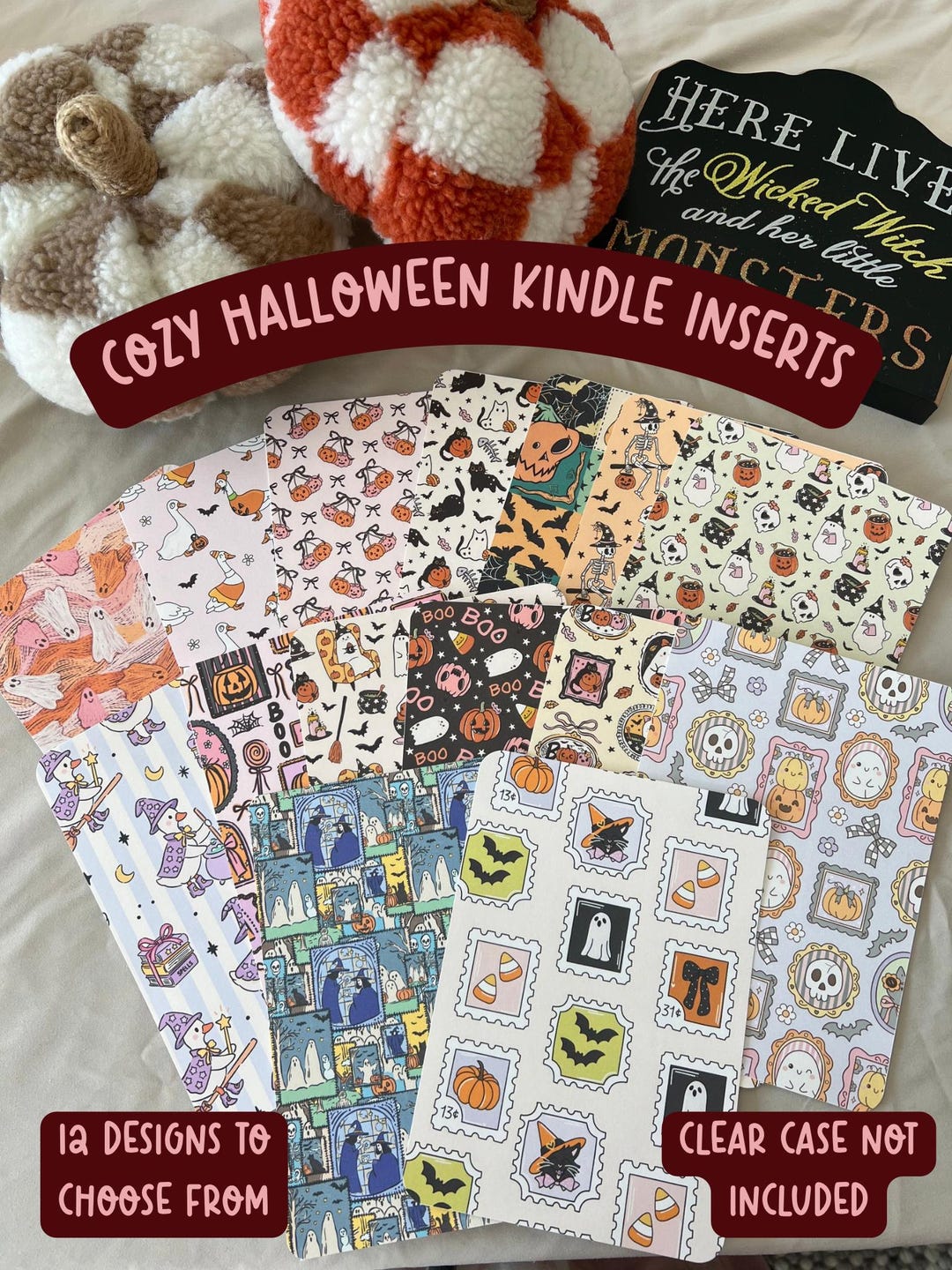 Cozy Halloween Kindle Insert - Cardstock Accessory for Clear Case ...
