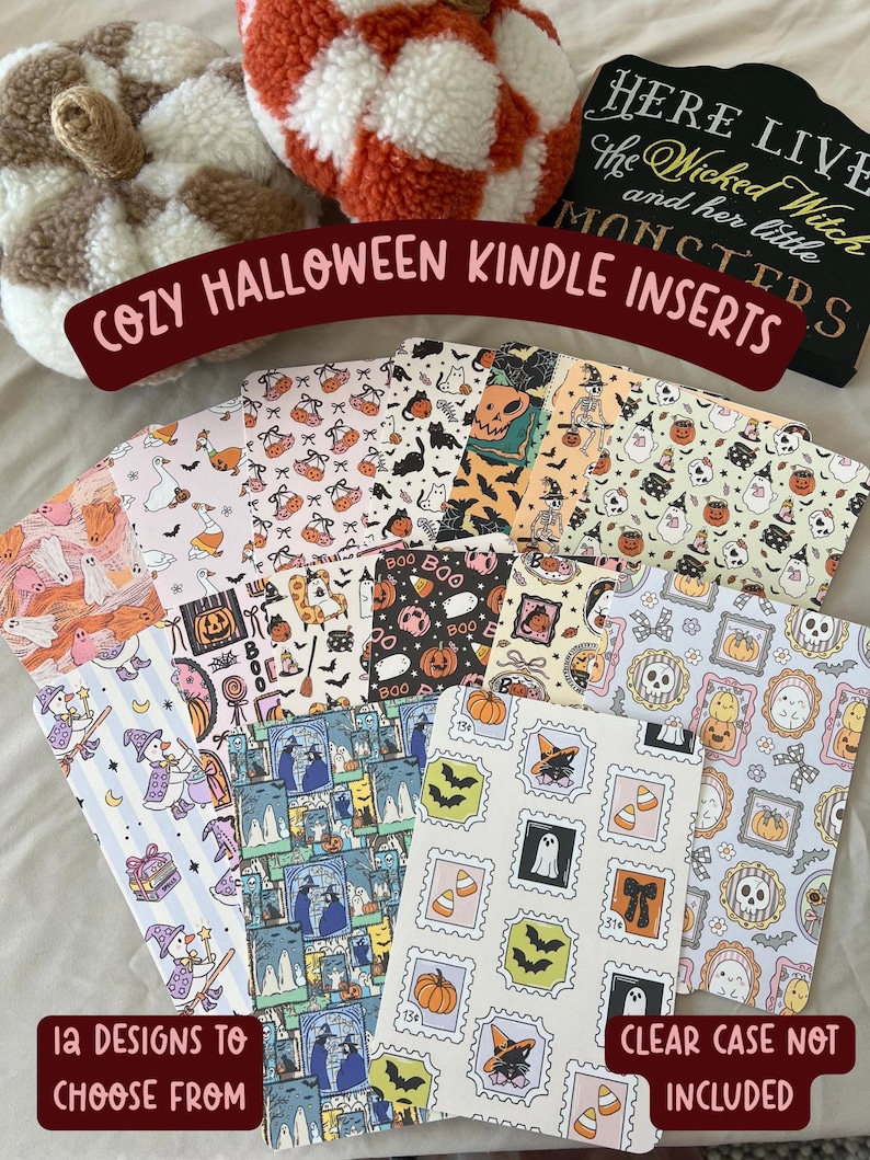 Cozy Halloween Kindle Insert - Cardstock Accessory for Clear Case ...