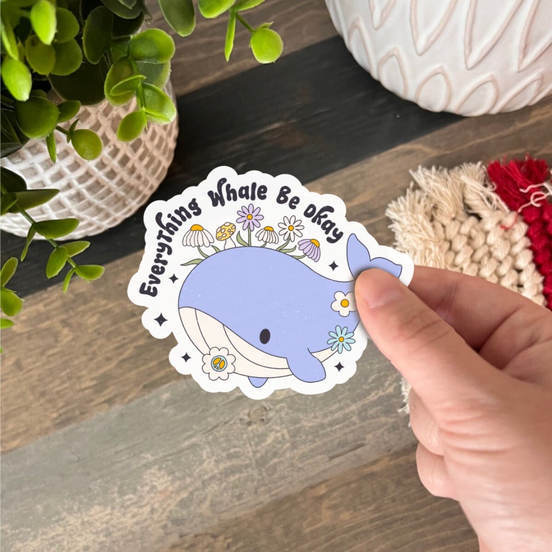 Funny Mental Health Whale Sticker Waterproof Vinyl Decal Sarcastic ...