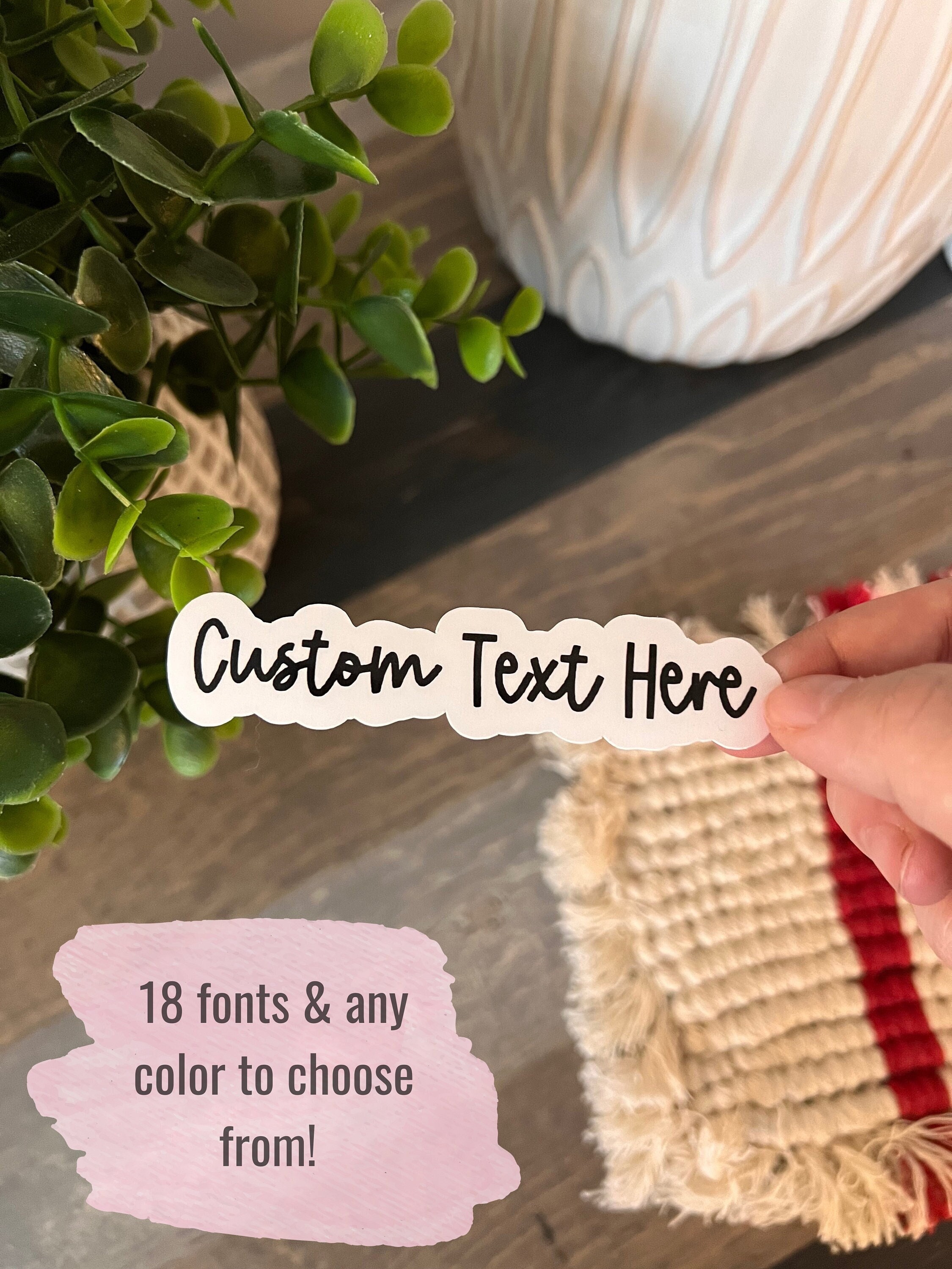 Custom Text Vinyl Sticker: Waterproof Laptop, Journal, and Phone Decal