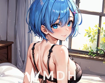 Cute Demon Maid in Lingerie, Anime girl, women, waifu, otaku, weeb, japanese art, wall art, illustration, digital art, fanart