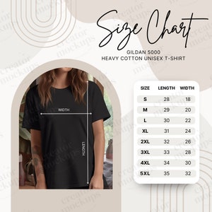 Gildan 5000 Size Chart, Boho G500 T-shirt Fit Guide