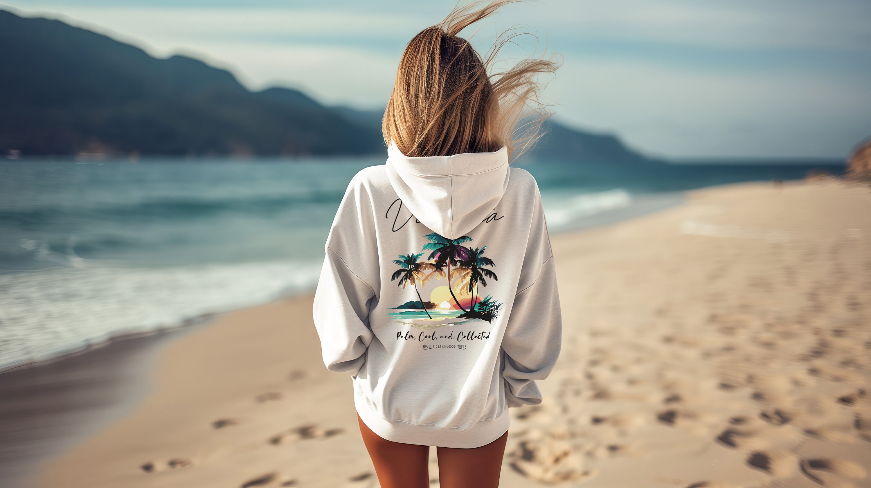 Oversized Beach Hoodie, Summer Hoodie, Sunset Hoodie, Oversized Palm ...
