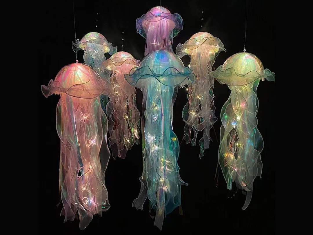 3 Piece Jellyfish Lamp Set, Jellyfish Lantern Handheld Flower Lamp, Room and Patio Decoration, Handmade Night Lights, Gift for Her