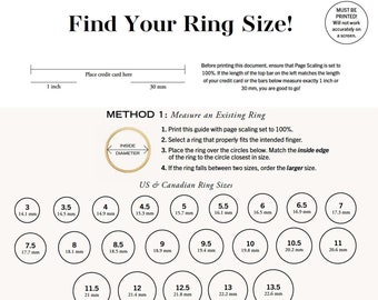 Medidor de anillos imprimible, descarga instantánea, encuentre el tamaño de su anillo, tabla de conversión de tamaños de anillos