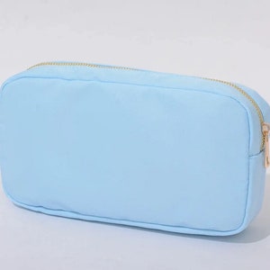 Blue versatile cosmetic bag with gold hardware | personalized gift | toiletry bag | makeup bag | initial bag | travel bag