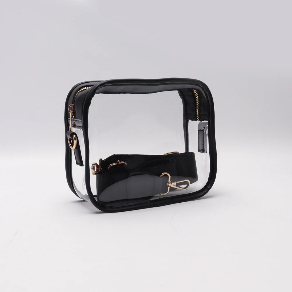 Clear Leopard Trim Stadium Crossbody Bag