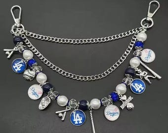 Multi-strand Baseball chain with charms for purses and keys. Los Angeles  and San Diego