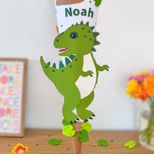Modèle d'artisanat de cône d'école T-Rex Fichier de traceur PDF/SVG/DXF - fabrication avec ou sans traceur possible_Cricut/Silhouette_Dinosaur