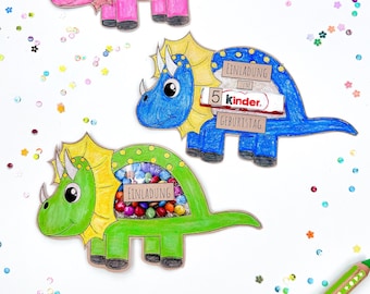 Plantilla de invitación de dinosaurio para manualidades/plantilla imprimible_Tarjetas de invitación para cumpleaños infantiles_Plantilla de dinosaurio sencilla para imprimir_Invitación DIY
