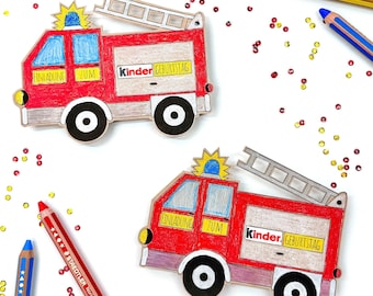 Firefighter Invitation Craft Template/Printable Template_Invitation Cards for Children's Birthday Parties_Simple Firefighter Template Printable_Craft Fire Truck