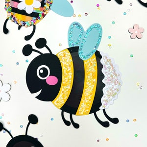 2 bumblebees and 2 bees window picture craft template PDF/SVG plotter file