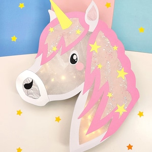 Modello di lanterna unicorno PDF/SVG/DXF File plotter_Lanterna unicorno_Creazione con o senza plotter possibile_ Realizzazione di una lanterna per bambini