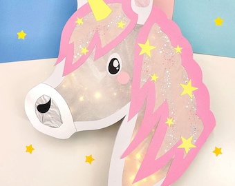Unicorn Lantern Craft Template PDF/SVG/DXF Plotter File_Unicorn Lantern_Crafting with or without a plotter possible_ Making a lantern for children