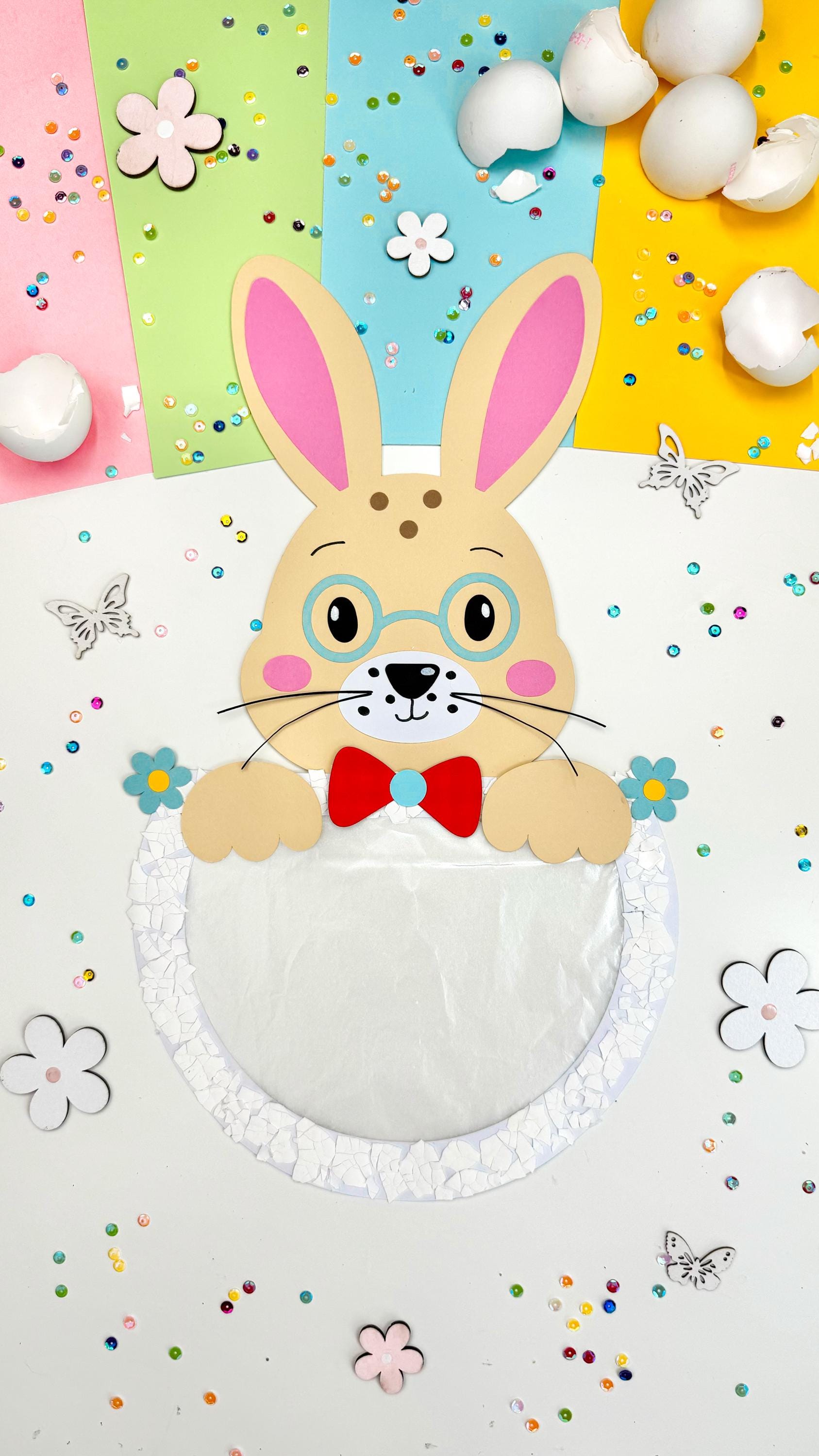 Easter bunny craft window picture craft template PDF/SVG/DXF_Plotter file_Template_Crafts for Easter_cute bunny template_Spring_Window pictures