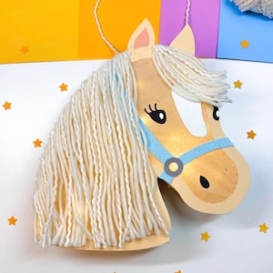 Modello per lavoretti con lanterna a cavallo File plotter PDF/SVG/DXF_Lanterna con pony_Possibile artigianato con o senza plotter_Crea una lanterna a cavallo per i bambini