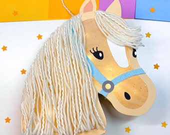 Horse Lantern Craft Template PDF/SVG/DXF Plotter File_Pony Lantern_Can be crafted with or without a plotter_Horse Lantern Craft for Kids