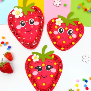 Erdbeeren Fensterbild Bastelvorlage PDF/SVG/DXF Plotterdatei_Frühling_sommerliche Fensterbilder f Kinder basteln_Erdbeere_Sommerfensterdeko