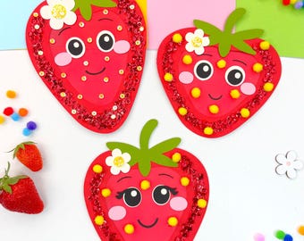 Strawberry Window Cling Craft Template PDF/SVG/DXF Plotter File_Spring_Summer Window Clings for Children's Crafts_Strawberry_Summer Window Decoration