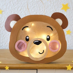 Bear lantern craft template/SVG/individual parts for construction paper