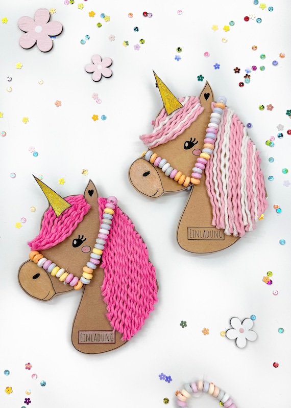 Einhorn Einladung A4 PDF Druckvorlage_Einladungskarten basteln_Kindergeburtstag_Geburtstagseinladung_Bastelvorlage_Regenbogen_Pegasus