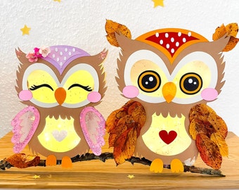 2 owl lanterns/craft template/SVG/individual parts for construction paper